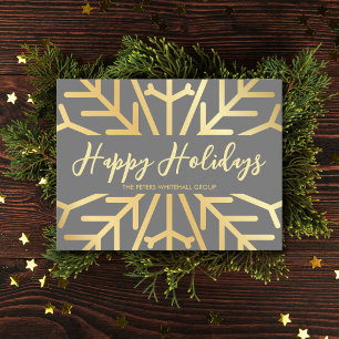 Carte Postale Simple Happy Holidays snowflake or affaires