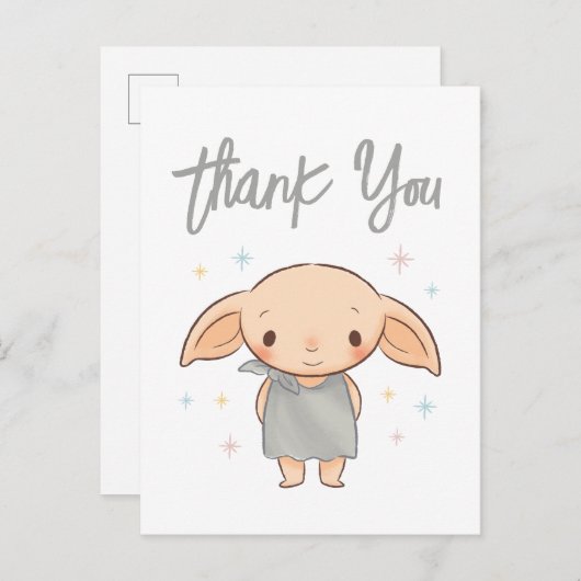 Carte Postale Simple Harry Potter - Baby Shower Dobby Remercieme (Devant / Derrière)