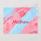 Carte Postale simple initial letter mongram add your name red b (Dos)