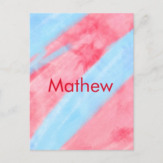 Carte Postale simple initial letter mongram add your name red b (Devant)