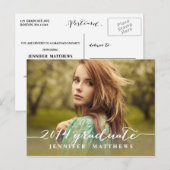 Carte Postale Simple | Invitation de la fête de graduation (Devant / Derrière)