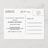 Carte Postale Simple | Invitation de la fête de graduation (Dos)