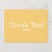 Carte Postale Simple Jaune Doré Avec Des Cœurs Merci (Devant)