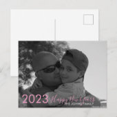 Carte Postale Simple Joyeux Nouvel An 2023 Pink Script Photo (Devant / Derrière)