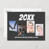 Carte Postale Simple Joyeux Nouvel An Quatre photo personnalisée (Devant / Derrière)