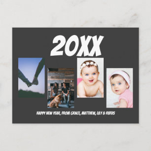 Carte Postale Simple Joyeux Nouvel An Quatre photo personnalisée