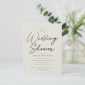 Carte Postale Simple Mariage Doré Script Shower (Debout devant)