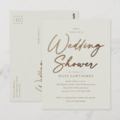 Carte Postale Simple Mariage Doré Script Shower (Devant / Derrière)