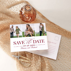 Carte Postale Simple Mariage Élégant Enregistrer La Date 3 Photo