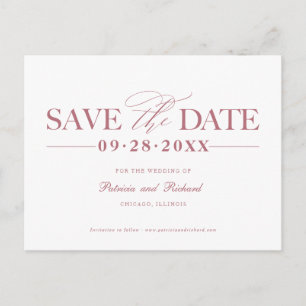 Carte Postale Simple Mariage Élégant Enregistrer La Date Non Pho