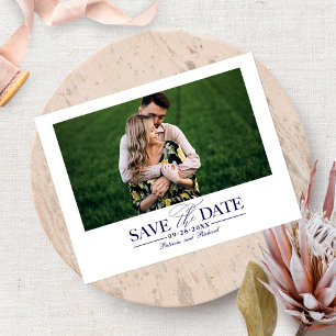 Carte Postale Simple Mariage Élégant Enregistrer La Date Photo