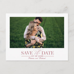 Carte Postale Simple Mariage Élégant Enregistrer La Date Photo