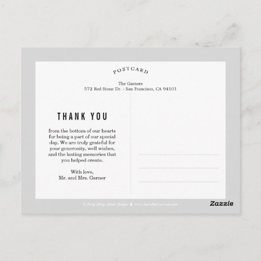 Carte postale simple Mariage en mode Plan (Dos)