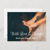Carte Postale Simple Mariage Photo Love & Thanks (Devant / Derrière)