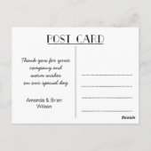 Carte postale simple Mariage photo Merci (Dos)