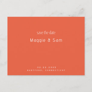 Carte Postale Simple Mariage Tangerine Économisez la Date