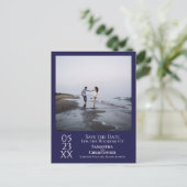Carte Postale Simple Marine Blue Wedding Enregistrer la photo de (Debout devant)