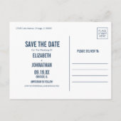 Carte Postale Simple Marine Typographie Mariage Enregistrer La D (Dos)