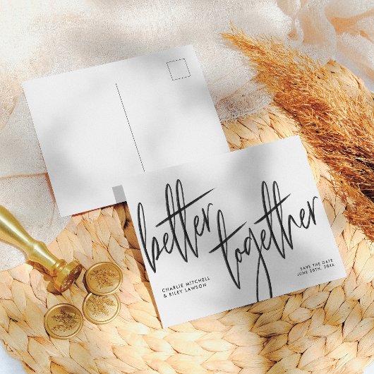 Carte Postale Simple Meilleur Ensemble Script Enregistrer La Dat
