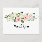 Carte Postale Simple Merci de calligraphie de feuillage vert flo (Devant)