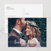 Carte postale simple Merci de mariage élégant (Devant / Derrière)