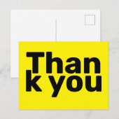Carte Postale Simple Merci Jaune Clair Gras Moderne Vibrant (Devant / Derrière)