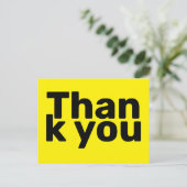 Carte Postale Simple Merci Jaune Clair Gras Moderne Vibrant (Debout devant)