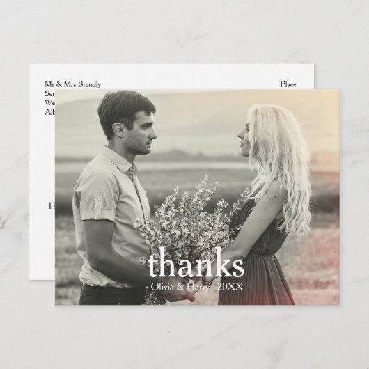 Carte postale simple Merci Mariage (Devant / Derrière)