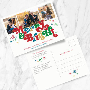 Carte postale simple Merry & Bright Photo Holiday