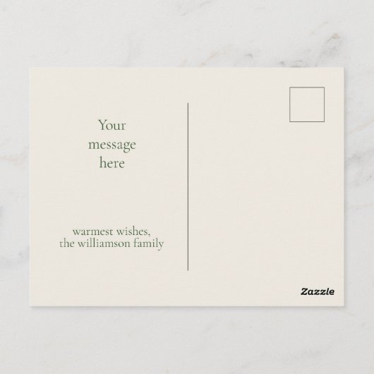 Carte Postale Simple Mignonne Retro Rose Vert Joyeux Noël (Dos)