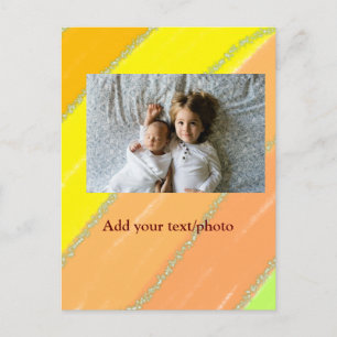 Carte Postale simple minimal ADD YOUR PHOTO TEXT CHRISTMAS yello