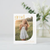 Carte Postale Simple Minimal Arch Photo Gold Script Graduation (Debout devant)