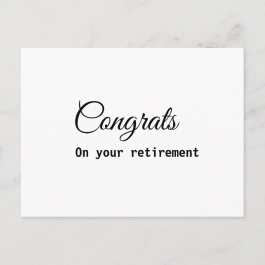 Carte Postale Simple minimal congratulations retirement add name (Devant)