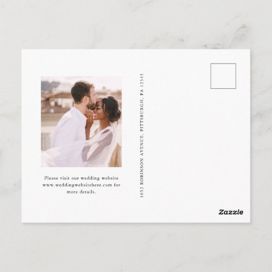 Carte Postale Simple minimal deux photos mariage Enregistrer la  (Dos)