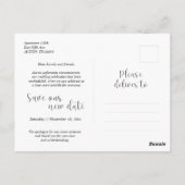 Carte Postale Simple Minimal, Faire-part de mariage Reporté (Dos)