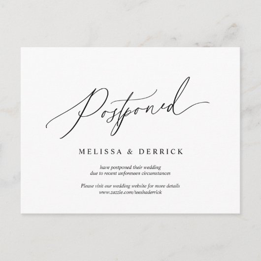 Carte Postale Simple minimal, Faire-part de mariage reporté (Devant)