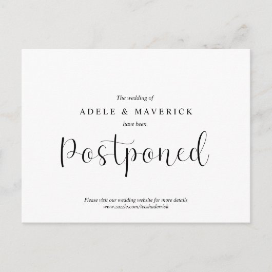Carte Postale Simple minimal, Faire-part de mariage reporté (Devant)