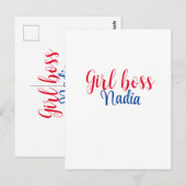 Carte Postale simple minimal girl boss ajouter nom texte image e (Devant / Derrière)