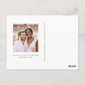Carte Postale Simple Minimal Gold Elopement Celebration Photo (Dos)