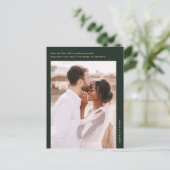 Carte Postale Simple minimal mariage photo verte Enregistrer la  (Debout devant)
