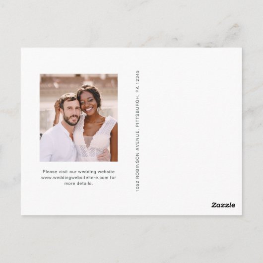 Carte Postale Simple minimal mariage photo verte Enregistrer la  (Dos)