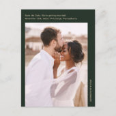 Carte Postale Simple minimal mariage photo verte Enregistrer la  (Devant)
