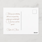 Carte Postale Simple minimaliste Merci photo Mariage (Dos)