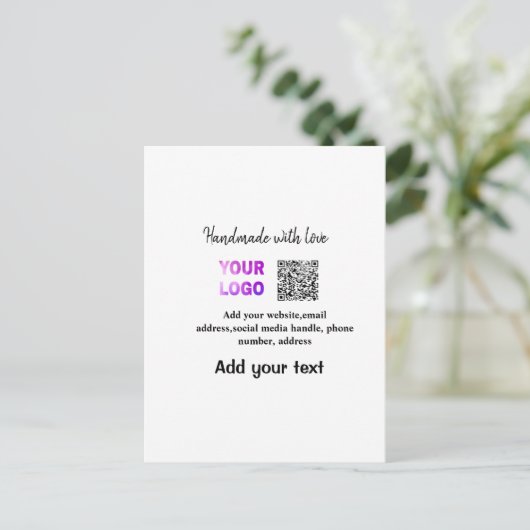 Carte Postale Simple minimum q r code ajouter logo code d'analys (Debout devant)