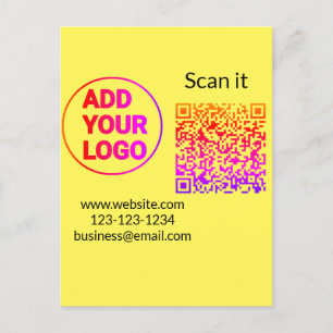 Carte Postale Simple minimum q r code ajouter logo code d'analys