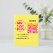 Carte Postale Simple minimum q r code ajouter logo code d'analys (Debout devant)