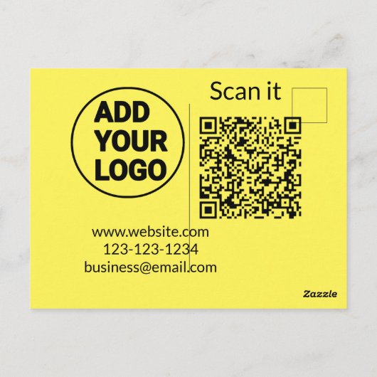 Carte Postale Simple minimum q r code ajouter logo code d'analys (Dos)