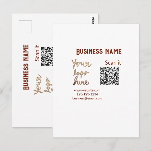 Carte Postale Simple minimum q r code ajouter logo code d'analys (Devant / Derrière)