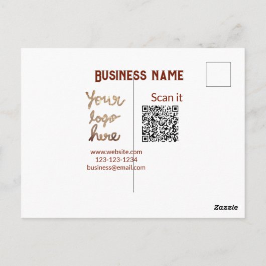 Carte Postale Simple minimum q r code ajouter logo code d'analys (Dos)