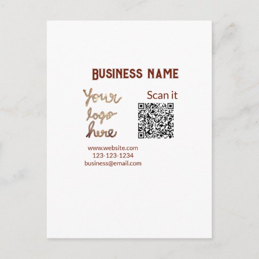 Carte Postale Simple minimum q r code ajouter logo code d'analys (Devant)